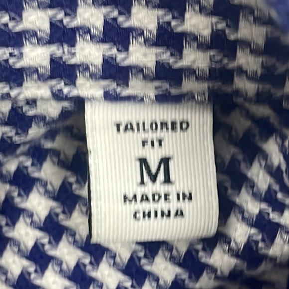 Robert Graham Modern Americana Tailored Fit Blue White Houndstooth Medium - Picture 7 of 14